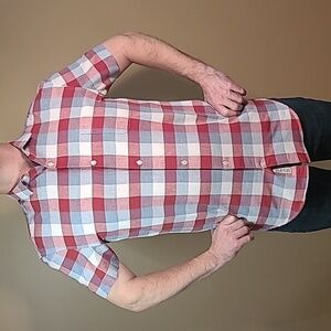 FRANK AND OAK Men's Short Sleeved Button-Down Shirt, Linen Blend